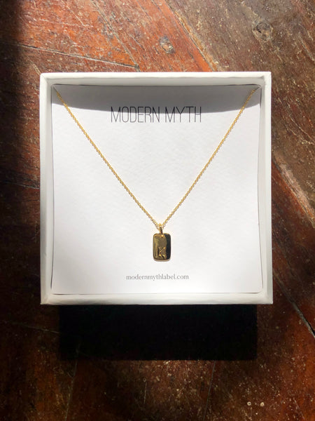 Mini Tag Pendant Necklace, Solid Gold, Free Manual Engraving