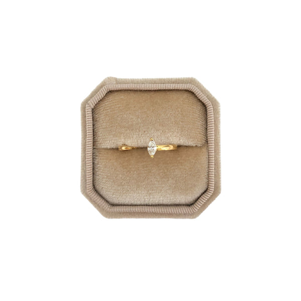 Open Tapered Ring with Marquise Diamond (0.135 ct), Solid 14k Gold | ONE-OF-A-KIND