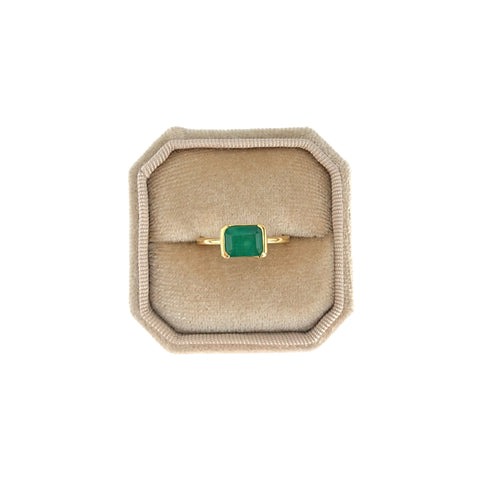 Half Bezel Ring No. 1 - Octagon Emerald (1.58 ct), Solid 14k Gold | ONE-OF-A-KIND