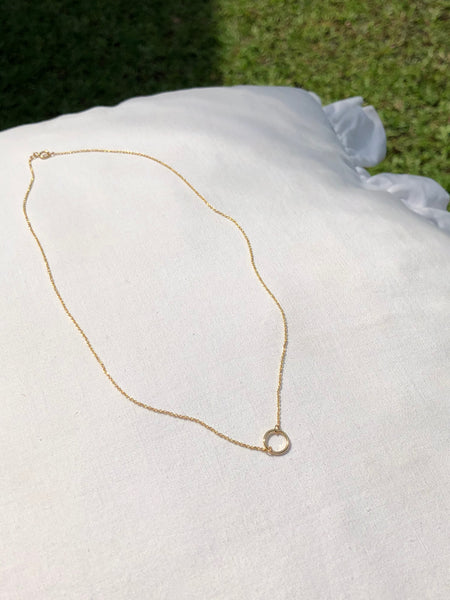 Mini Circle Necklace, Solid 18k Gold