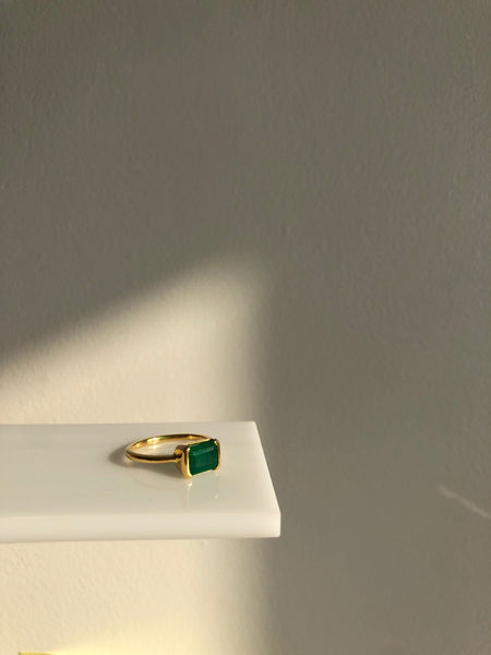 Half Bezel Ring No. 1 - Octagon Emerald (1.58 ct), Solid 14k Gold | ONE-OF-A-KIND
