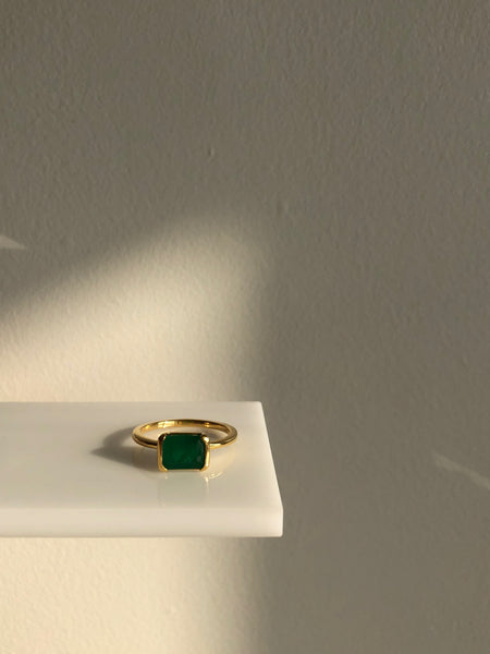 Half Bezel Ring No. 1 - Octagon Emerald (1.58 ct), Solid 14k Gold | ONE-OF-A-KIND