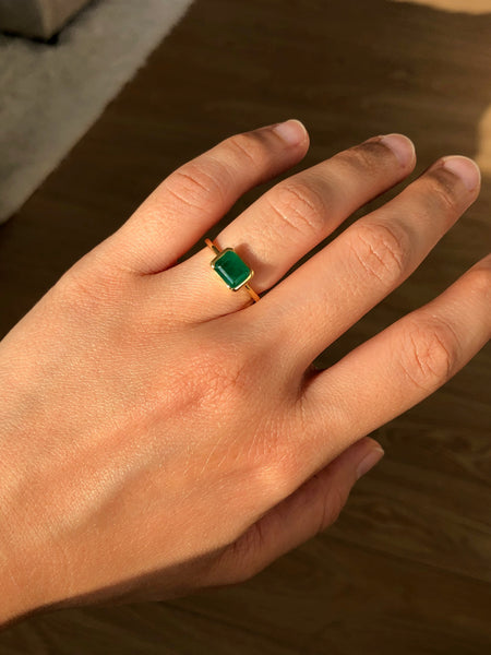 Half Bezel Ring No. 1 - Octagon Emerald (1.58 ct), Solid 14k Gold | ONE-OF-A-KIND