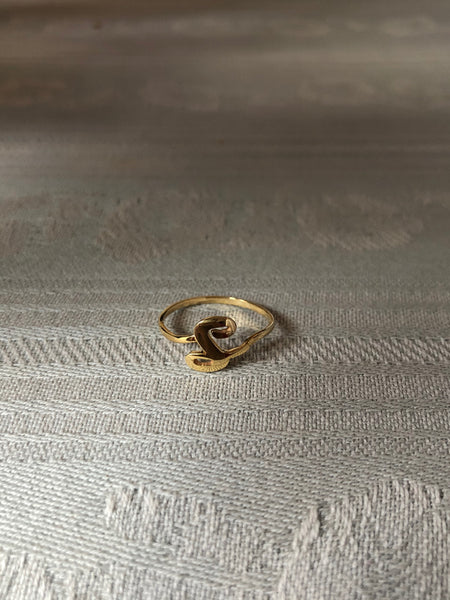 Initial Ring, Solid 14k Gold