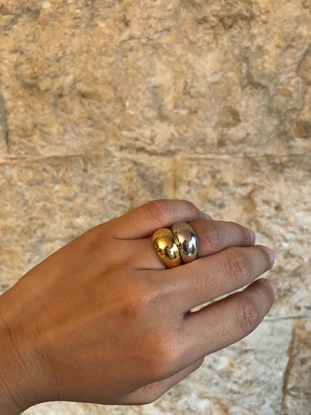 Soft Chunky Ring, Solid 14k Gold / Gold / Silver (5068214501420)