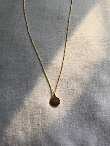 Mini Disc Pendant Necklace, Solid Gold, Free Manual Engraving