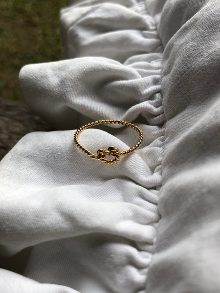Twisted Knot Ring, Solid 14k Gold