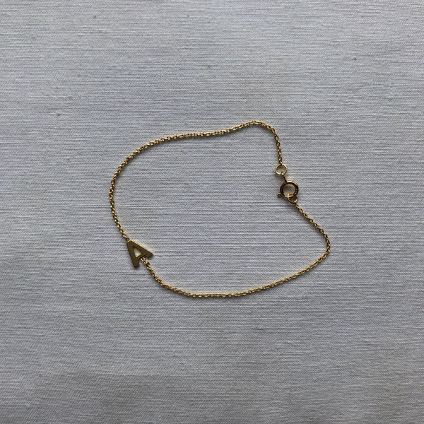 Initial Bracelet, Solid 18k Gold