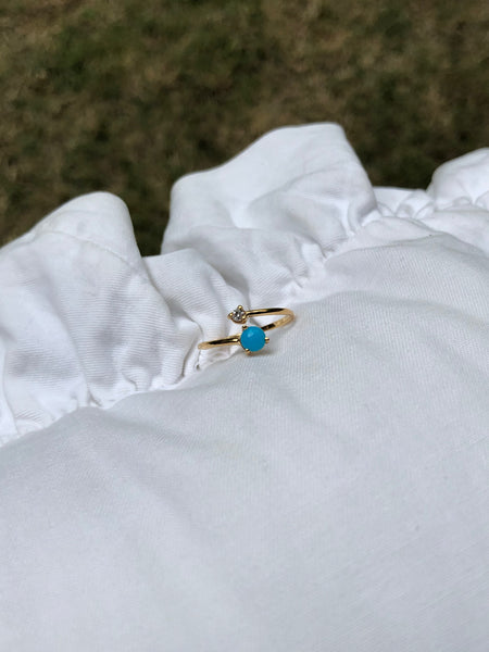 Crossover Diamond & Stone Ring, Solid 14k Gold