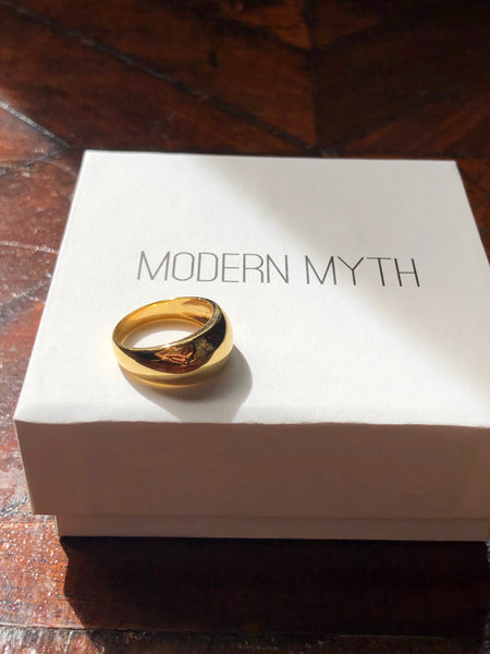 Curved Chunky Ring, Solid 14k Gold
