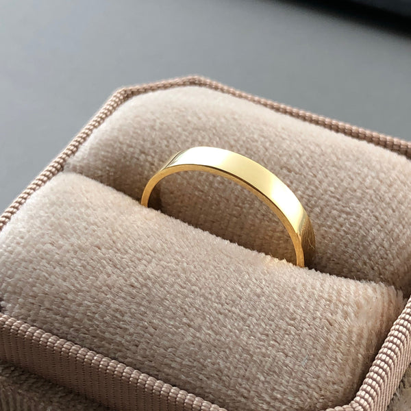 Flat Band Ring, Solid 14k Gold