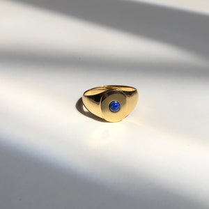 Mini Oval Signet Ring with Stone, Solid 14k Gold (5395203096620)