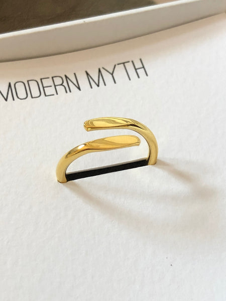 Overlap Ring, Solid 14k Gold / Gold / Silver (5068213682220)