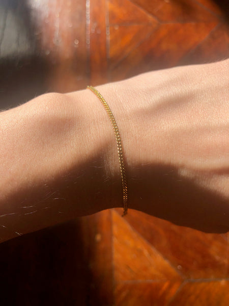 Everyday Petite Cuban Chain Bracelet, Solid 18k Gold