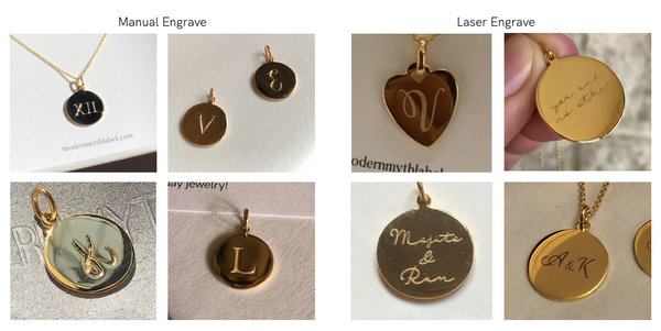 Mini Disc Pendant Necklace, Solid Gold, Free Manual Engraving