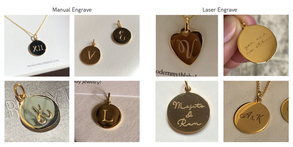 Disc Pendant Necklace, Solid Gold, Free Manual Engraving