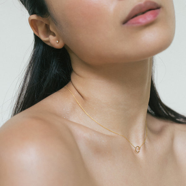 Mini Circle Necklace, Solid 18k Gold (5275505360940)