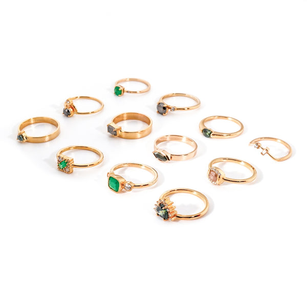 Band Ring with Stone No. 6 - Long Octagon Salt & Pepper Diamond (0.525 ct), Solid 14k Gold | ONE-OF-A-KIND