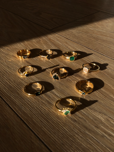 Band Ring with Stone No. 6 - Long Octagon Salt & Pepper Diamond (0.525 ct), Solid 14k Gold | ONE-OF-A-KIND